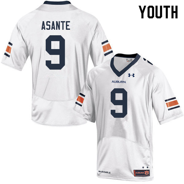 Auburn Tigers Youth Eugene Asante #9 White Under Armour Stitched College 2022 NCAA Authentic Football Jersey YNZ0274FP